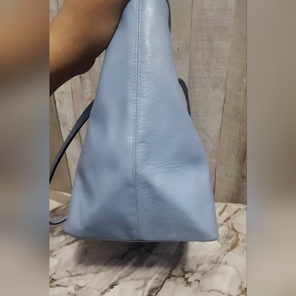 🌷Y2K Authentic Coach Street Zip Tote in Crossgrain Light Blue Leather🌸 - Picture 6 of 12